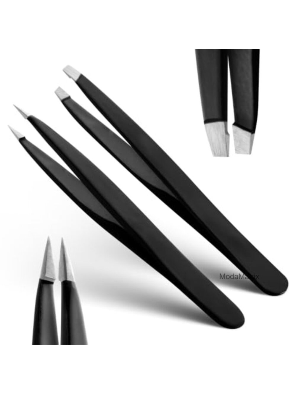 Precision Tweezers Set Slant & Pointed Tip High Carbon Stainless Steel